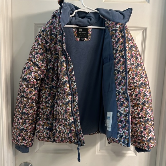 All in motion 7/8 floral fleece lined coat with hoodie and thumb holes - Picture 4 of 7